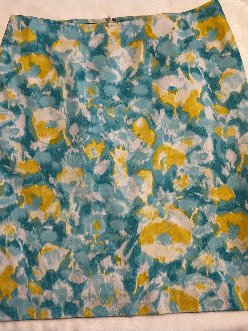 Talbots Teal, Yellow & White Abstract Print Skirt